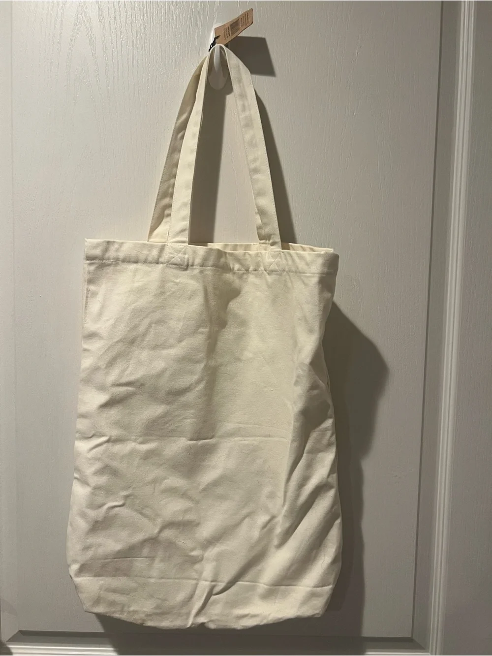 Creative Co-Op Cream Cotton Tote Bag with Printed Tag